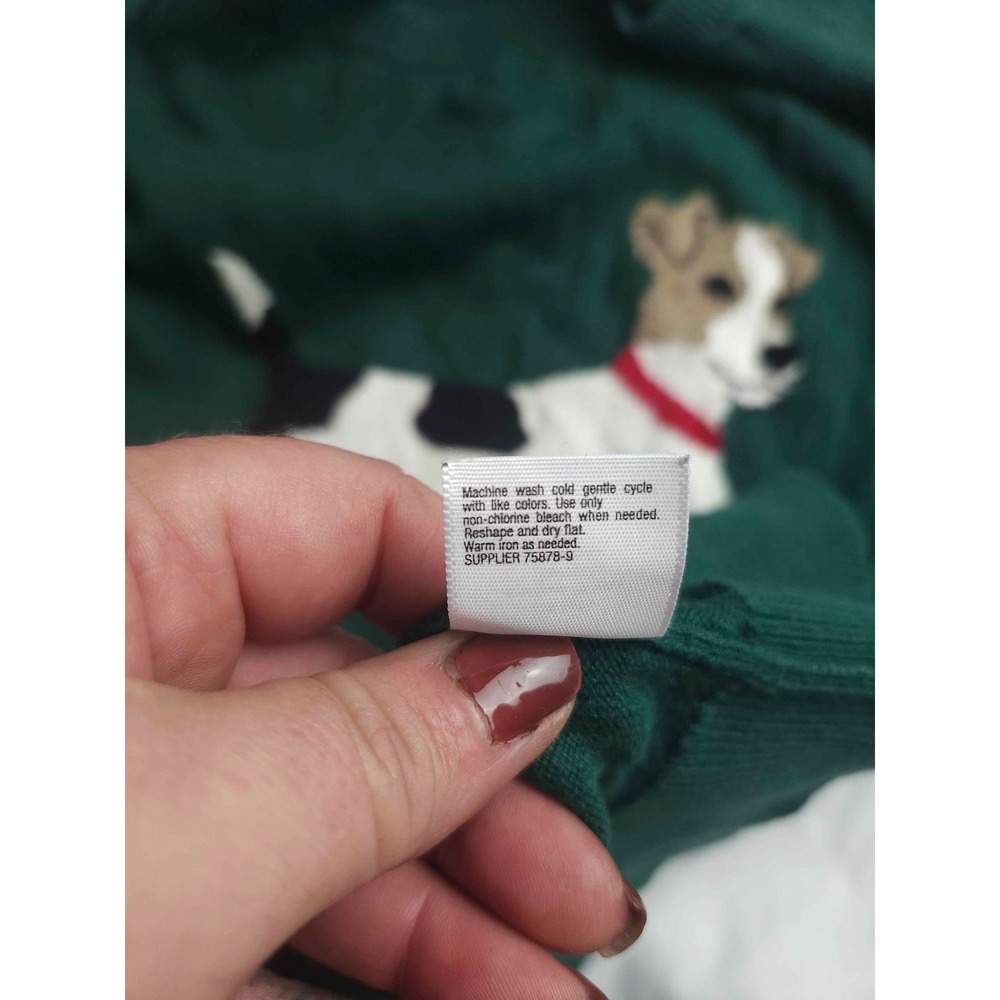 St Johns Bay Green Dog Sweater Jack Russell Terrier Pullover Womens Large - Picture 6 of 8